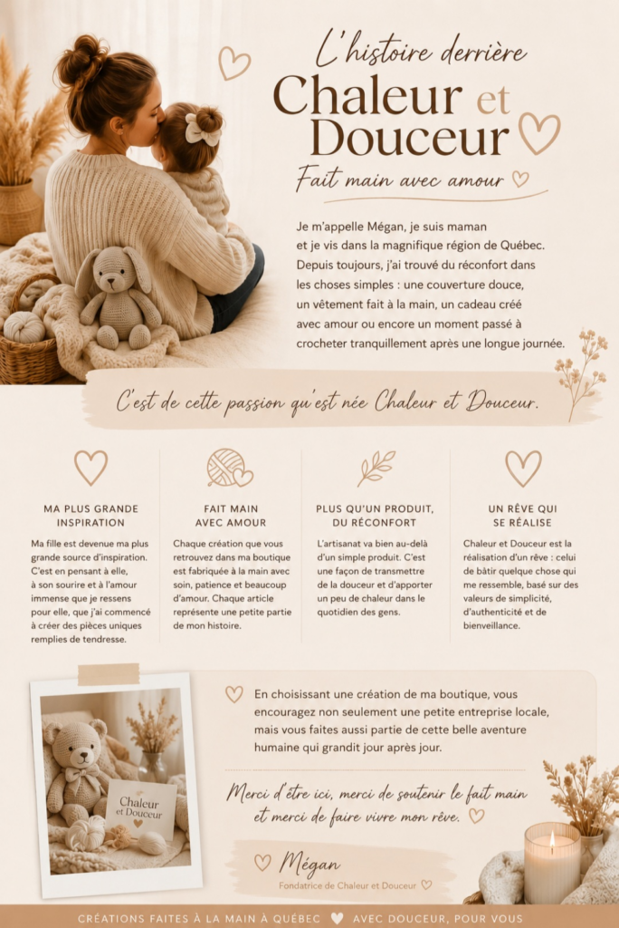 megan soucy chaleur et douceur tricot crochet Créations faites à la main au Québec
